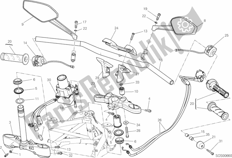 Wszystkie części do Kierownica Ducati Diavel Carbon Brasil 1200 2014